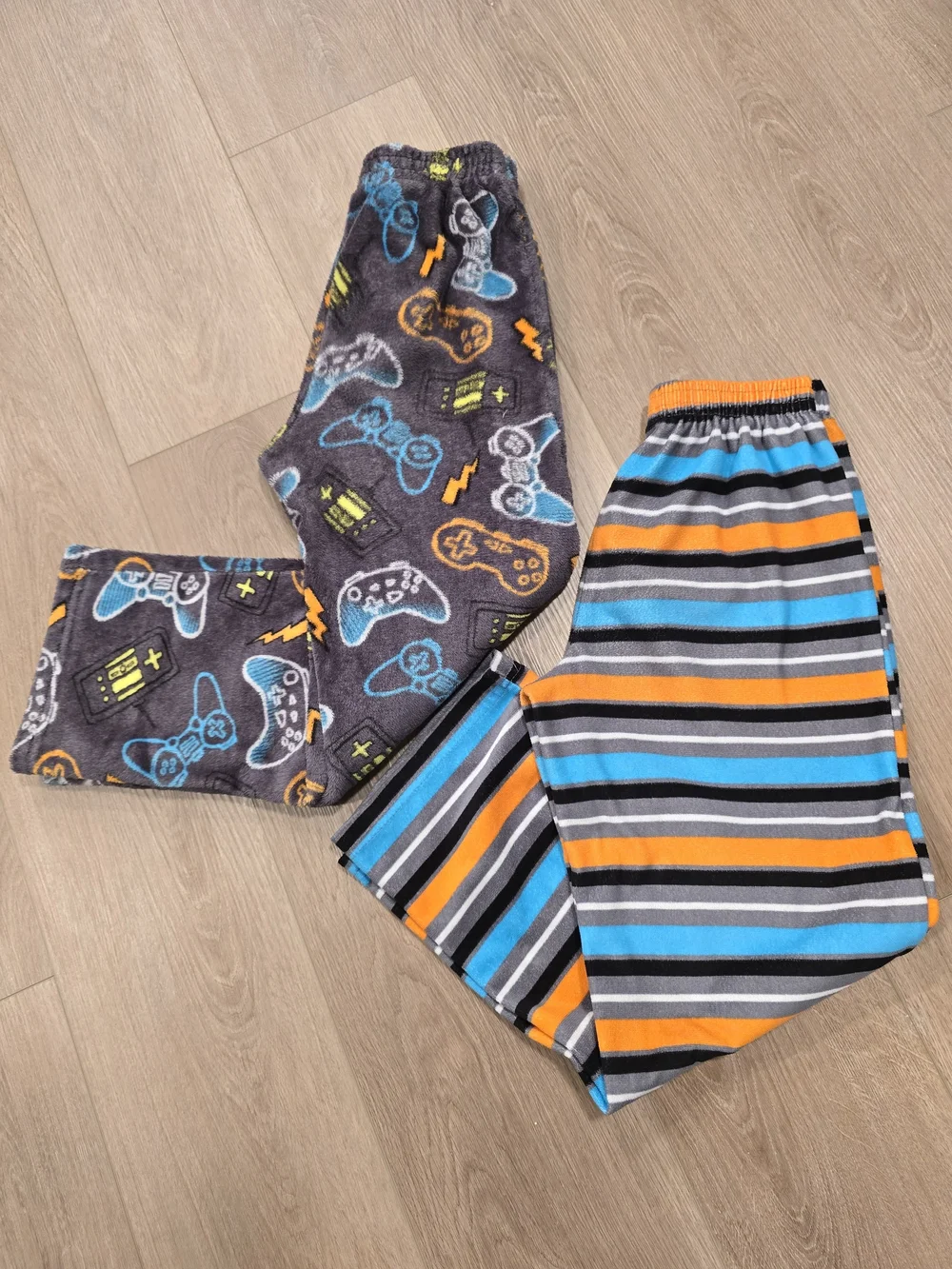 Boys Grey & Blue Game Controller Fleece Pajama Pants Set 2 Piece Size Medium 8